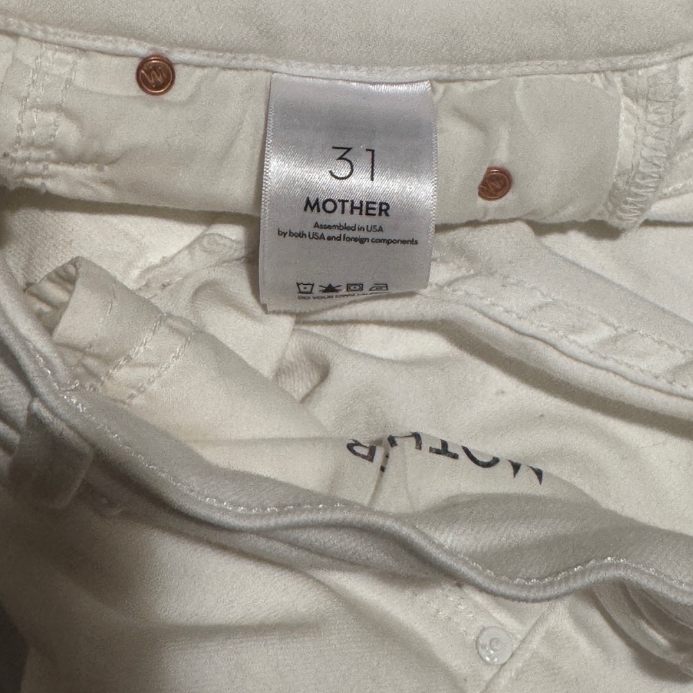 MOTHER Mid-rise Dazzler Ankle Fray Straight Leg White Jeans - Picture 7 of 7